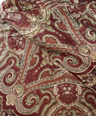 Pottery Barn Alice Paisley Queen Duvet Cover Paisley Medallion Floral Red-image