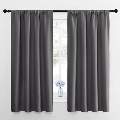 Blackout Curtains Panels for Bedroom - Thermal Insulated Rod Pocket Window Black-image