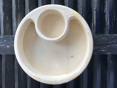 Blonde Wooden Segmented Divided Chip and Dip Bowl Dish Large Round Serving-image