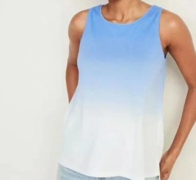 NWT WOMENS LARGE * OLD NAVY * EVERYWEAR BLUE DIP DYE TANK TOP-image