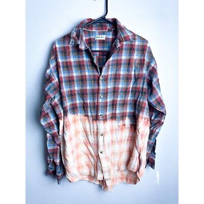 Hobbs Creek Dip Dye Tie Dye Plaid Oversized Button Down Flannel L Mens-image