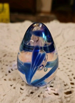 Glass Eye Studio Egg Shaped Paperweight Iridescent Purple GES 00-image