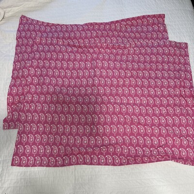 2 Pottery Barn Kids   pink Paisley standard pillowcases shams-image