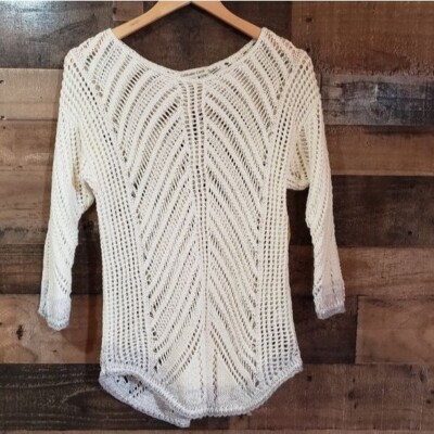 Coldwater Creek NWT open knit color dipped dyed pullover sweater woman's size XL-image