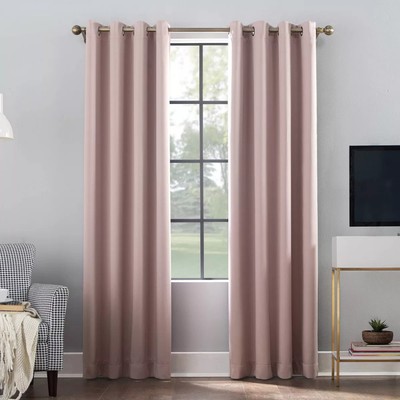 Sun Zero Broderick Theater Grade Blackout Curtains, Pink, 2 Panels-image