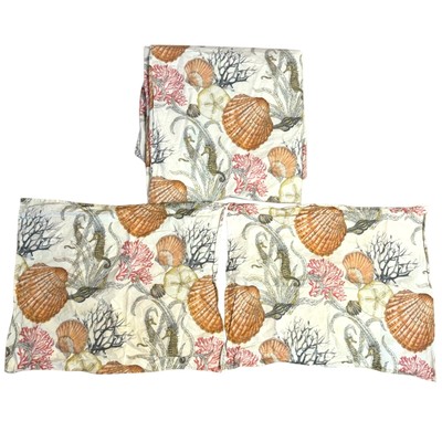 Pottery Barn Monterey Coastal Patterned Queen Duvet w/2 Matching Shams Ocean-image