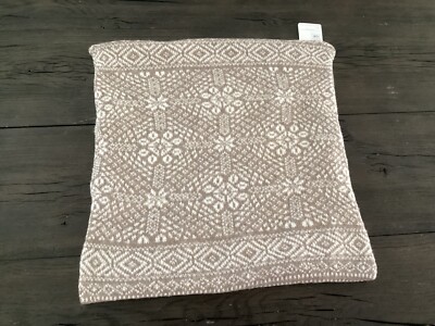 Pottery Barn Snowflake Fair Isle Knit Pillow Cover Only 20”x20” Neutral Cut Tags-image