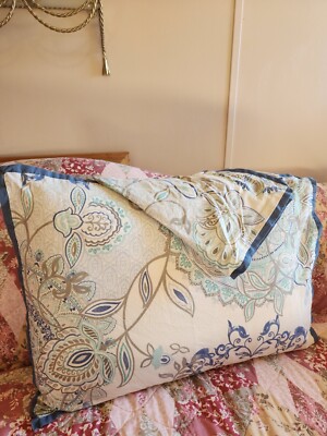 Set of 2 Madison Park Pillow Shams Standard Blue/Multicolor 19 x 24 in Pre-owned-image