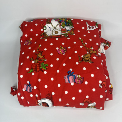 Pottery Barn Teen Dr. Seuss's The Grinch Queen Flat Sheet Red Percale Christmas-image