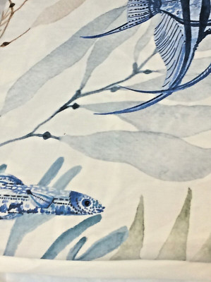 Pottery Barn Under the Sea King Duvet Cover NEW Blue Sealife Ocean Fish-image