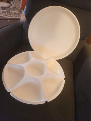 Tupperware Vegetable Dip 6 Place Divider Tray Clean EUC B3-image