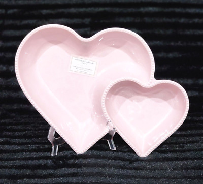 Pastel Pink Shimmer Double Hearts Valentine Melamine Chip 'n Dip Tray Bowl 16