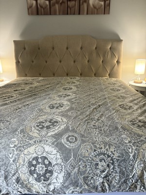 Pottery Barn Jacquelyn Medallion Duvet Cover Gray King No Shams EUC-image