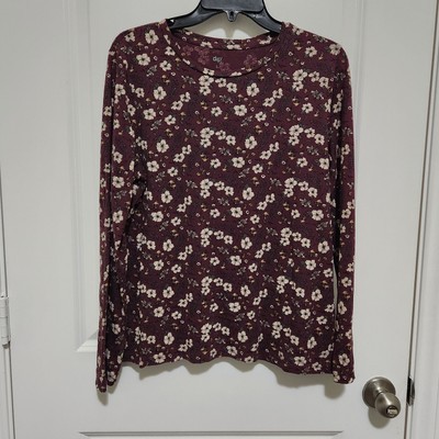 Dip Women's L Purple Floral Mushroom Longsleeve Cotton Tee Nature Goblincore-image