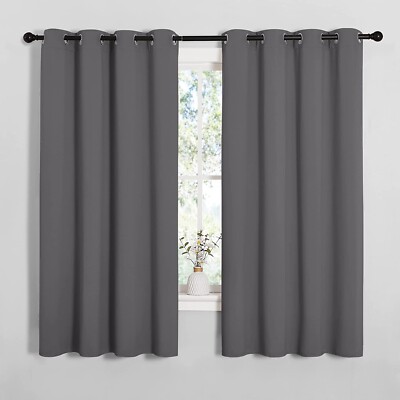 NICETOWN Grey Blackout Curtain Panels for Bedroom, Thermal Insulated Grommet Top-image