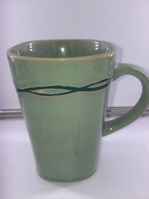 2 ceramic  Studio Nova “ mystic Cove “ green mugs Ha101.-image