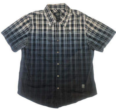 Harley Davidson Dip Dye Plaid Button Down Short Sleeve Shirt Mens Size XL-image