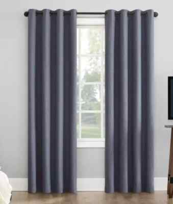 Sun Zero Grommet Top Single Curtain Panel 100 in x 96 in 1 Pair Indigo-image