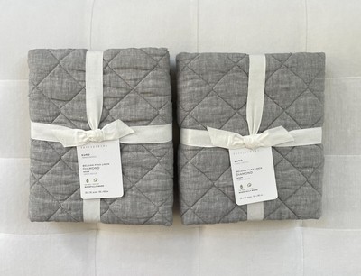 Pottery Barn BELGIAN FLAX LINEN DIAMOND Sham ~Euro~Set/2 Flagstone NWT-image