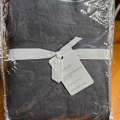 POTTERY BARN BELGIAN FLAX LINEN DUVET COVER KING/CAL KING ~ CHARCOAL-image