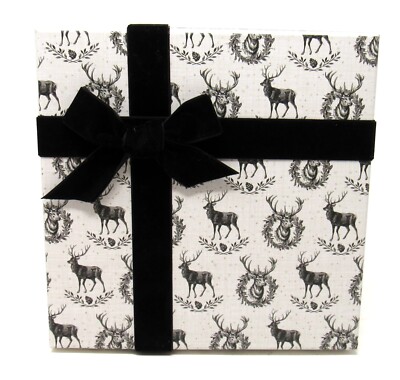 Punch Studio Keepsake Christmas Nesting Square Box Reindeer 20123 7.75x7.75x4-image