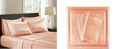 Madison Park essentials Satin 6 PC Blush Solid Polyester King Luxury Sheet Set-image