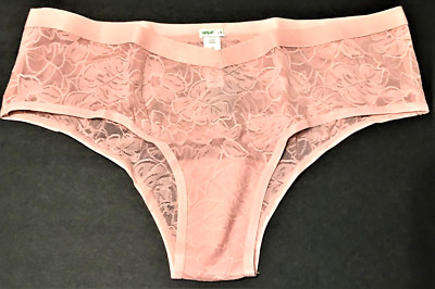 large - Aerie light pink lace cheeky panty dip front $12.50 tag (d66)-image