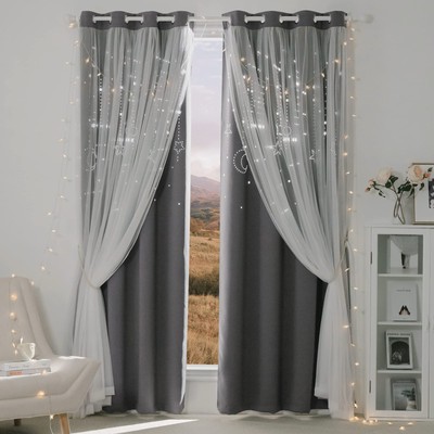 Blackout Curtains 95 inch Long for Living Room Bedroom, Grommet Thermal Insul...-image