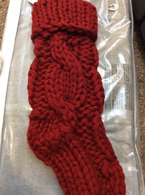 Pottery Barn Christmas Colossal Knit Red Stocking NWT! 15x5 Chunky-image