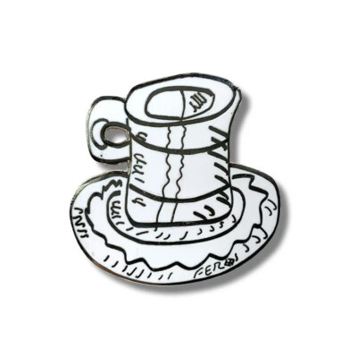 Vintage ACME Studio “White Cup” Enamel Brooch by Hispanic Artist FRANK ROMERO-image