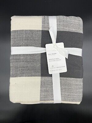 POTTERY BARN BRYCE CHECK FULL / QUEEN DUVET W/ 2 EURO SHAMS NEW W/ TAGS-image