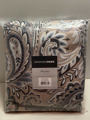 New Madison Park Yvette Paisley Neutral Curtain Tab Top Window Panel 50