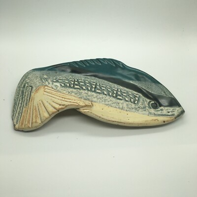 Studio Art Pottery Fish Shaped Trinket Dish Signed-image