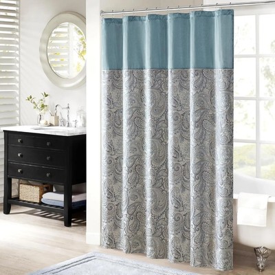 Madison Park Aubrey Shower Curtain 72\ W x 72\ L (Pack of 1), Teal-image