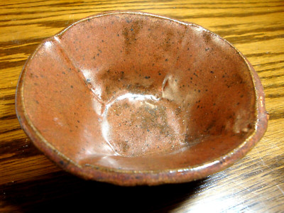 Studio Art Pottery Brown Drip Glazed Bowl Trinket Dish Signed 