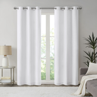 Madison Park Galen Basketweave Room Darkening Curtain Panel Pair 40x8 2-PK 40x84-image