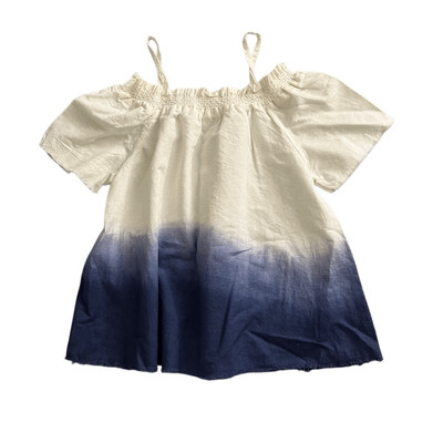 Joe's Jeans Off-the-Shoulder Dip Dye Linen Top Girls XL (16) Blue Ombre NWT-image