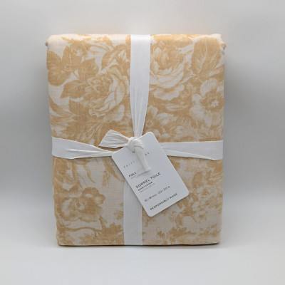 Pottery Barn Sorrel Toile Floral Duvet Cover Full/Queen Harvest Gold Cotton-image
