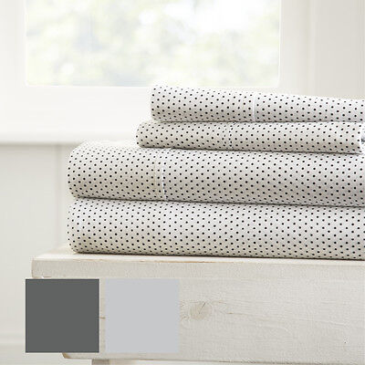 Premium Ultra Soft 4 Piece Stippled Pattern Bed Sheet Set Kaycie Gray Fashion-image