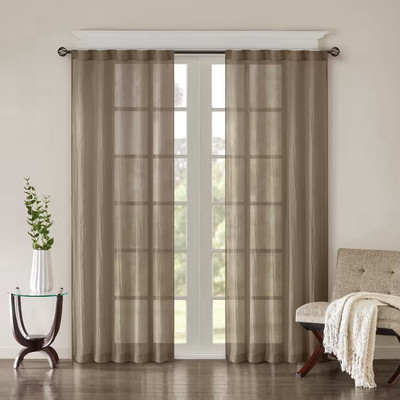 Madison Park Set of 2 Solid Curtain Window Panel 84 X 84in Taupe-image