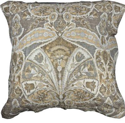Pottery Barn Pillow Shams Pair Euro Paisley Grey Gold Tan Muted Linen 26X26 NWOT-image