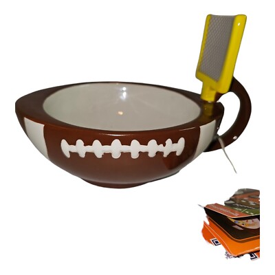 Silver Buffalo Ceramic Football Dip Bowl Large Mug With Goal Post 15 Ounces READ-image