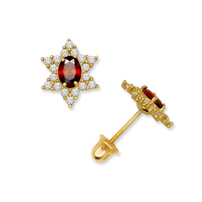 14K Yellow & White Gold Beautiful Star Shaped Stud Earrings for Girls-image