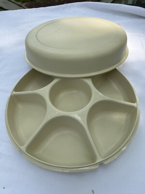 Vintage Tupperware Chip Dip Snack Serving Tray Lid 1665-3-image