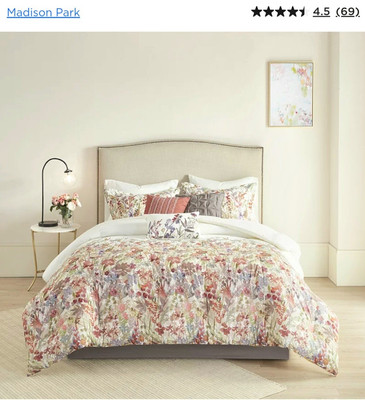 NWT Madison Park Mariana Floral King/Cal King Duvet Cover & Shams Set 3pc-image