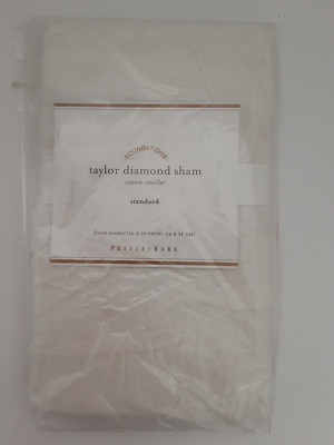 NEW Pottery Barn Taylor Diamond Sham Standard White 26