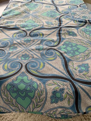 Pottery Barn Alina Moroccan Tile Duvet Cover Aqua Blue Queen 2 Std Shams Rare-image