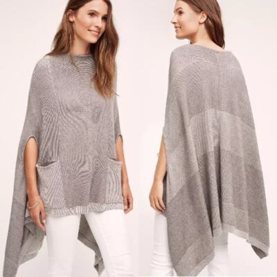 Moth by Anthropologie Madison Park Poncho Sweater Gray Womens Sz XS/S Langenlook-image