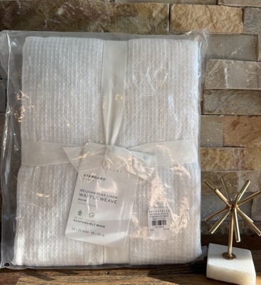 ✨POTTERY BARN BELGIAN FLAX LINEN WAFFLE WEAVE SHAM (1) STANDARD ~ WHITE~NWT✨-image