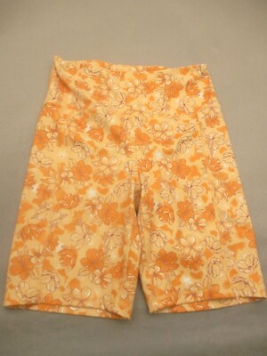 DIP Size L Womens Orange High Rise Stretch Waist Compression Workout Shorts 508-image